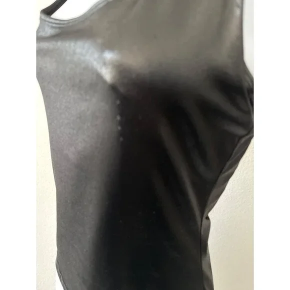 Bebe Sport Vintage Tank Top M Y2K Faux Leather Liquid Look Racerback Made in USA - Picture 5 of 13